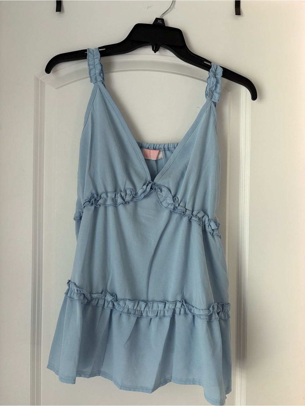 Light Blue Ruffled Camisole Top